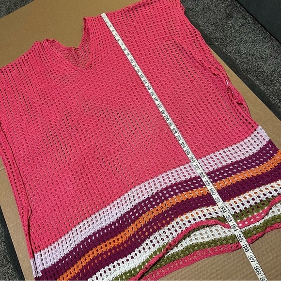 Moments Collection swimsuit cover knit net poncho pullover, sz M - Picture 9 of 9
